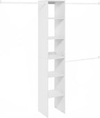 Furinno FANO Closet Organizers and Storage, Closet Storage Organizer with 3 Hanging Bars, Wardrobe Closet Shelf Towers, for Wardrobe, Bedroom, Living Room, White