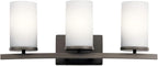 KICHLER Crosby 23" 3 Light Vanity Light Satin Etched Cased Opal Olde Bronze®,White