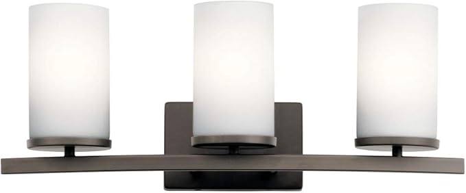 KICHLER Crosby 23" 3 Light Vanity Light Satin Etched Cased Opal Olde Bronze®,White