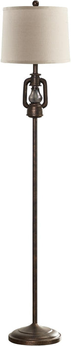 63'' Farmhouse Lantern Floor Lamp for Living Room with 2 Light Sources, Rustic Vintage Resin Tall Standing Lamp with Glass Night Light for Bedroom Office Study Room, Bulb Included (Bronze)
