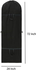 72" Wedding Dress Garment Bags Foldable Dress Bag for Long Gowns Traveling Protector Cover for Hanging Clothes with Zipper (Black)