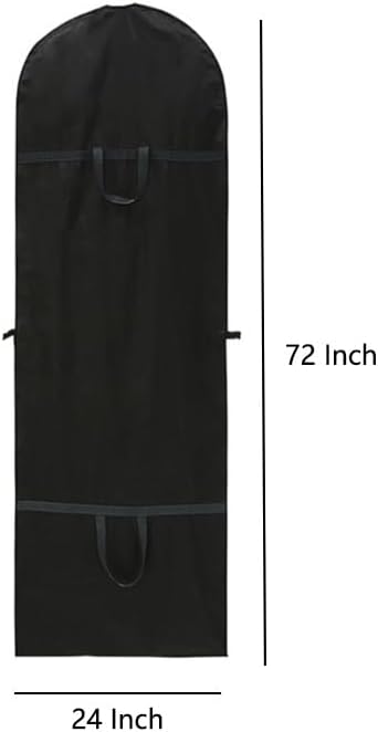72" Wedding Dress Garment Bags Foldable Dress Bag for Long Gowns Traveling Protector Cover for Hanging Clothes with Zipper (Black)