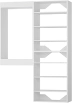 Modular Closet System, 43" Wide Organizer With Towers and Hanging, Wood Tower Storage for Walk In Closets, Wall Mounted Wardrobe Kit, Bedroom, White