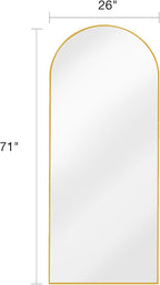 Arched Full Length Mirror, Floor Mirror with Stand, 71"x26" Large Wall Mirror Full Length, Body Floor Mirror, Wall Mounted for Bedroom, Gold