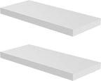 Floating Shelf, Set of 2 Wall Shelf, 30 in W x 12.75 in D x 2 in H Wooden Floating Wall Shelf with Invisible Brackets for Living Room/Bedroom/Bathroom/Kitchen Storage and Decor, White
