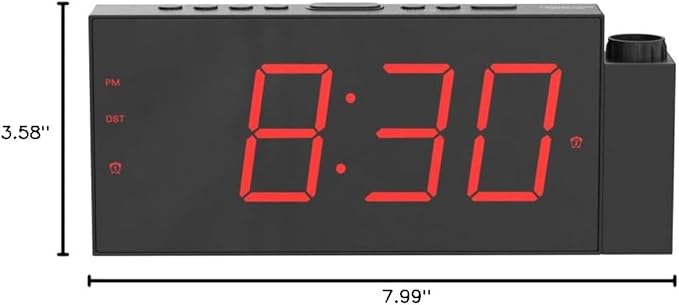 Mesqool Projection Alarm Clock, Digital Clock with 180° Rotatable Projector, 5-Level Brightness Dimmer, Clear LED Display, USB Charger, Progressive Volume, 9mins Snooze,12/24H, for Bedroom