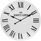 ARTPOWER Large Farmhouse Wall Clock, 35.5” Shiplap Wall Clock with Roman Numeral, Nearly Non-Ticking, Round Wall Clocks for Living Room Decor, Office, Bedroom, Entrance, White
