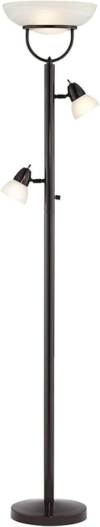 360 Lighting Modern Industrial Torchiere Floor Lamp 3-in-1 Design 70" Tall Tiger Bronze Brown Metal White Glass Dome Shade Decor for Living Room Reading House Bedroom Family Home Office