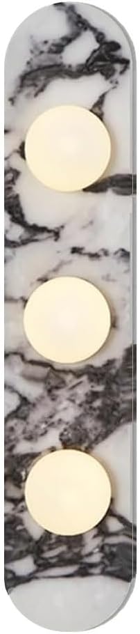 Natural Marble Wall Sconces, 3-Light Alabaster Light, Hardwired Wall Light Fixtures, Modern Wall Mount Wall Lights for Dining Room Stairs Bedroom