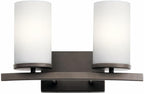 Kichler Crosby 15" 2 Light Vanity Light Satin Etched Cased Opal Olde Bronze®
