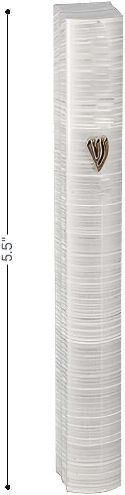 My Daily Styles Aluminum Silver-Tone White Stripes Classic Shin Mezuzah Case, 5"