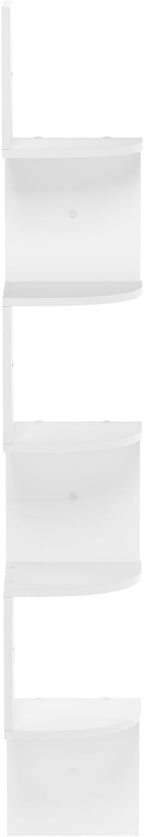Furinno Rossi 5-Tier Wall Mount Floating Radial Corner Shelf, White