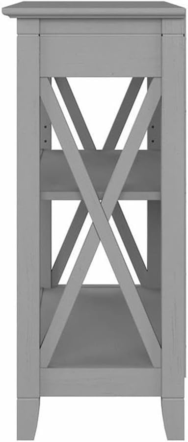 Bush Home Key West Small 2 Shelf Bookcase in Cape Cod Gray, Compact Home Organizer, Vertical Storage Solution, Bookshelf for Office or Living Room