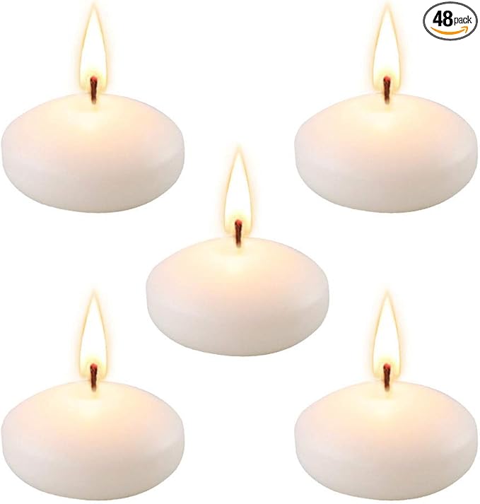 Set of 48 Unscented Floating Candles for Centerpieces, 2 Inch Small Floating Candles for Holiday, Weddings, Parties, Special Occasions and Christmas Home Decorations