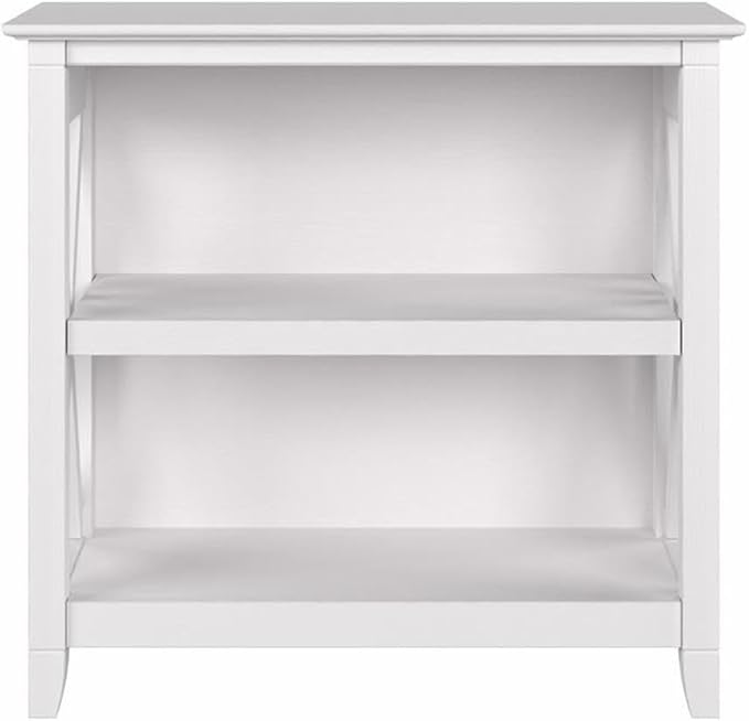 Bush Home Key West Small 2 Shelf Bookcase in Pure White Oak, Compact Home Organizer, Vertical Storage Solution, Bookshelf for Office or Living Room
