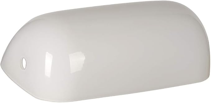 FIRVRE White Banker Glass Lampshade,Desk Lamp Replacement Cover("8.85 IN " L "5.11 IN" W "2.95 IN" H)