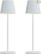Kakanuo Cordless Table Lamp Rechargeable White - KK 2 Pack 5000mAH Battery Operated Lamp for Table, 3 Color Stepless Dimming Wireless Lamp for Kitchen Counter, Outdoor Patio, Touch Control