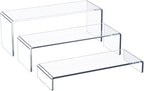 HIIMIEI Acrylic Display Riser, 3 Step 12" Large Acrylic Risers, Thickened to 5mm Clear Rectangular Display Shelf for Cupcake Stand, Tiered Display Stand for gemstone, curio, figurines, Collectibles
