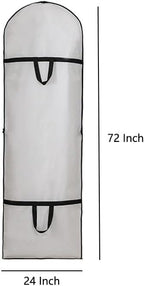 72" Wedding Dress Garment Bags Foldable Dress Bag for Long Gowns Traveling Protector Cover for Hanging Clothes with Zipper (White)