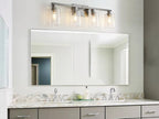 4 Light Bathroom Light Fixtures, Brushed Nickel Modern Bathroom Vanity Light with Clear Glass Shade, Bathroom Lighting Fixtures Over Mirror, Vanity Lights for Bathroom Mirror