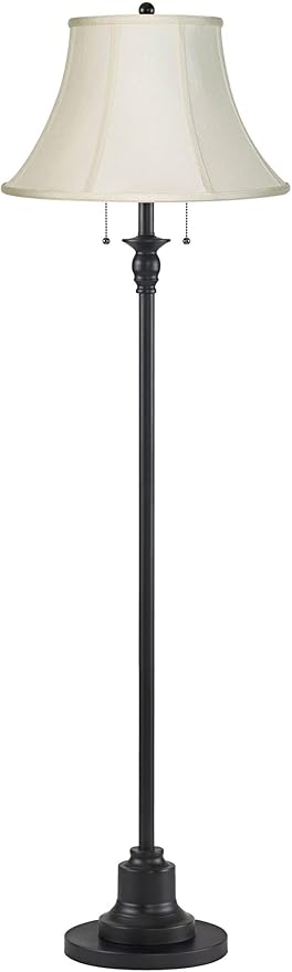 360 Lighting Dyna 58" High Black and Creme 2-Light Floor Lamp