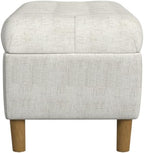 Homepop Home Decor | Tufted Ainsley Button Storage Ottoman Bench with Hinged Lid | Ottoman Bench with Storage for Living Room & Bedroom, Cream Textured Solid