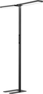 CHICLUX 80'' LED Floor Lamp, 120W Modern Free-Standing Lamp with 2 Adjustable Lamp Heads, Dimmable Eye Caring Floor Lamp for Living Room, Bedroom, Study Room, Office, 4000K Natural Daylight, Black