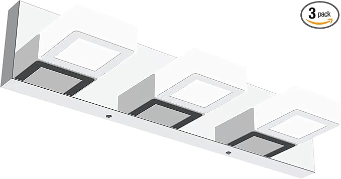 Ralbay Modern LED Vanity Light 3 Light Acrylic Stainless Steel for Bathroom Vanity Lighting Fixtures Cool White 6000K