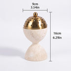 Natural Marble Incense Burner with Brass Accents 6.29 x 3.54 inches Multi-Purpose Holder for Cones/Sticks/Sage, Home Decor & Relaxation (Black)