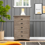 Prepac Sonoma Rustic 5-Drawer Tall Dresser for Bedroom, Farmhouse Dresser Chest of Drawers 17.75" D x 31.5" W x 44.75" H, Drifted Gray