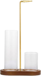 2 in 1 Incense & Candle Holder, 2 in 1 Incense Holder for Sticks with Glass Ash Catcher, Solid Wood Multifunctional Incense Burner, Home Incense Holder, Incense Stick Base (color1)