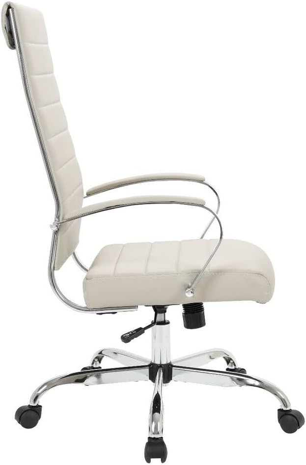 LeisureMod Benmar Modern High Back Leather Office Chair with Adjustable Height, Swivel Base, Ergonomic Design for Home Office, Study, or Workspace(Tan, Set of 2)