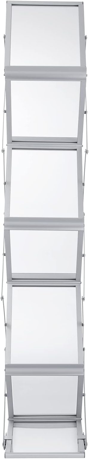 VEVOR Literature Rack, 6 Pockets, Pop up Aluminum Magazine Rack, Lightweight Catalog Holder Stand w/Carrying Bag for Living Room, Hotel, Trade Show, Exhibition, Office