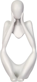 Sandstone Resin Thinker Style Abstract Sculpture Statue Collectible Figurines Home Office Bookshelf Desktop Decor (Small White, Focus)