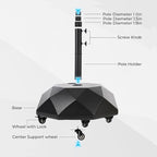 HOMSHADE H16 Patio Umbrella Stand Base with 5 Wheels - 127lbs Heavy Duty Rolling Weights Outdoor Market Umbrella Base, Refillable High-Density HDPE Materia Weights Stand for Outside Patio