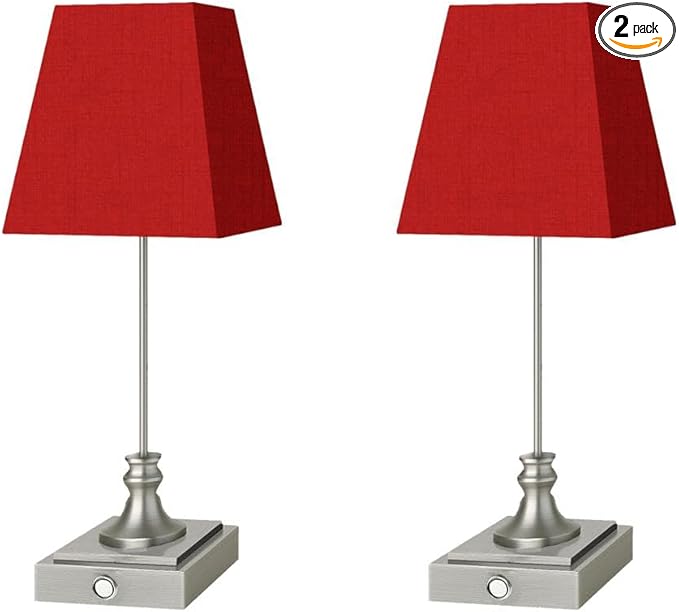 Rechargeable LED Table Lamps with Stepless Touch Control,Sliver Cordless Lamp for Living Room&Bedside&Patio&Shower,Small Desk Lamp(6000mAH Battery),2 Pack for Home Decor,Best Gifts for Family
