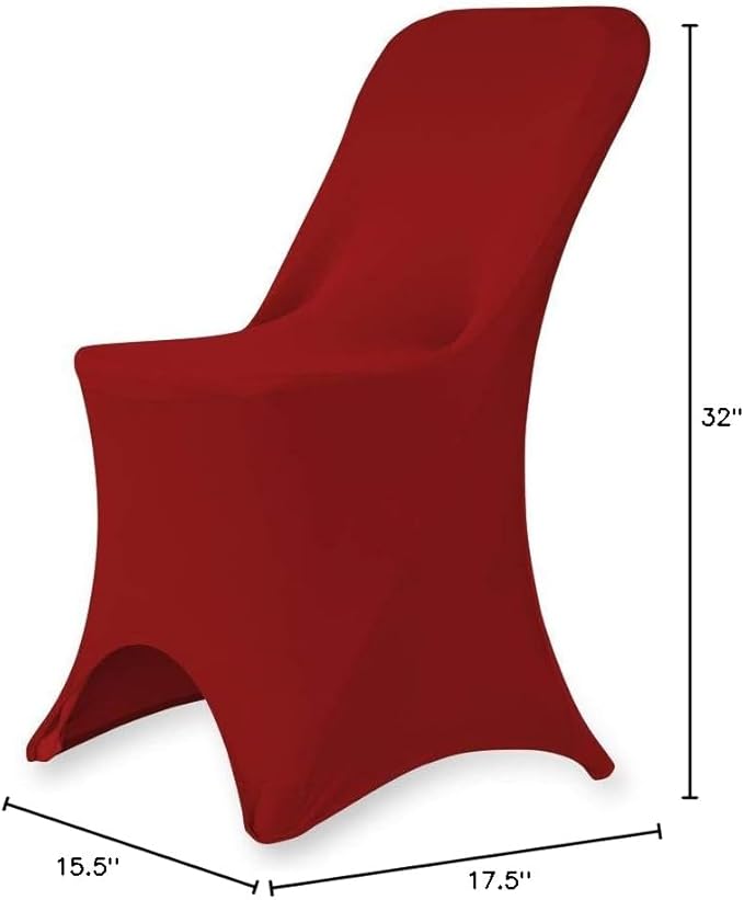 Set of 1/10/50Pcs Hotel Fitted Folding Dining Spandex Stretch Chair Covers - Wedding Reception Banquet Party Restaurant, 17 Colors! (1, Burgundy)
