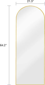 Arched Full Length Mirror, Floor Mirror with Stand, 64"x21", Wall Mirror Full Length, Gold Floor Length Mirror, Gold