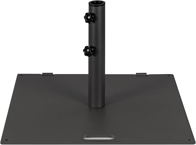 Giantex 50 lbs Umbrella Base - 24 inch Square Umbrella Stand with 2 Rollers, Heavy Duty Steel Umbrella Base Weight for 1.6''-1.9'' Poles, 2 Knobs, Patio Umbrella Holder for Garden Deck Poolside, Black