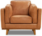 Valencia Artisan Full Leather Accent Chair 41.5” | Pure Full Italian Nappa Leather Chair, Solid Wood Accent, Ultimate Comfort, Cognac Tan