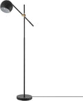Globe Electric 65911 60" Floor Lamp, Matte Black, Brass Pivot, Metal Shade, in-Line On/Off Foot Switch, Adjustable Arm, 6-Foot Cord, Modern Standing Light for Living Room, Reading, or Office