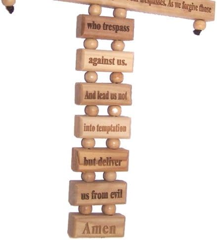 Holy Land Market Lord Prayer Olive Wood Cross from Bethlehem with a Certificate and Lord Prayer Card (9.5 Inches)
