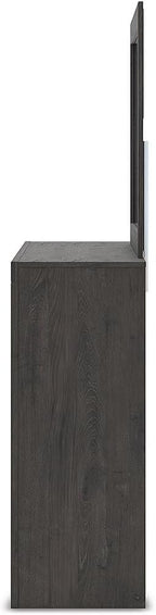 Signature Design by Ashley Parlayon Modern 6-Drawer Dresser and Mirror with Anti-Tipping Restraint, Black