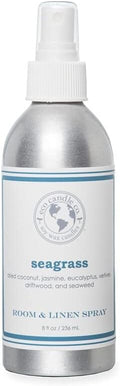 ECO CANDLE CO. Room & Linen Spray, Seagrass, 8 oz. - Scents Of Coconut, Jasmine, Eucalyptus, Vetiver, Driftwood, & Seaweed - Recycled Aluminum Bottle, No Propellents, Pump Top, All Natural