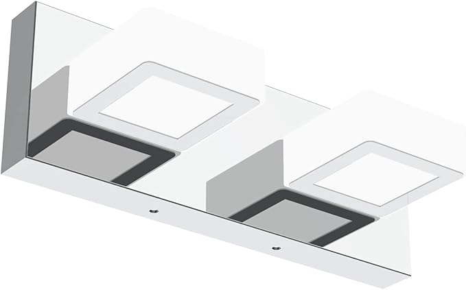 Ralbay Modern LED Vanity Light 2 Light Acrylic Stainless Steel for Bathroom Vanity Lighting Fixtures Cool White 6000K