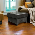 GLAXYFUR Folding Storage Bench, Cube PU Leather Footstool with Legs, Coffee Table, Ottoman with Storage for Living Room, 23.6 x 23.6 x15 Inches, Black