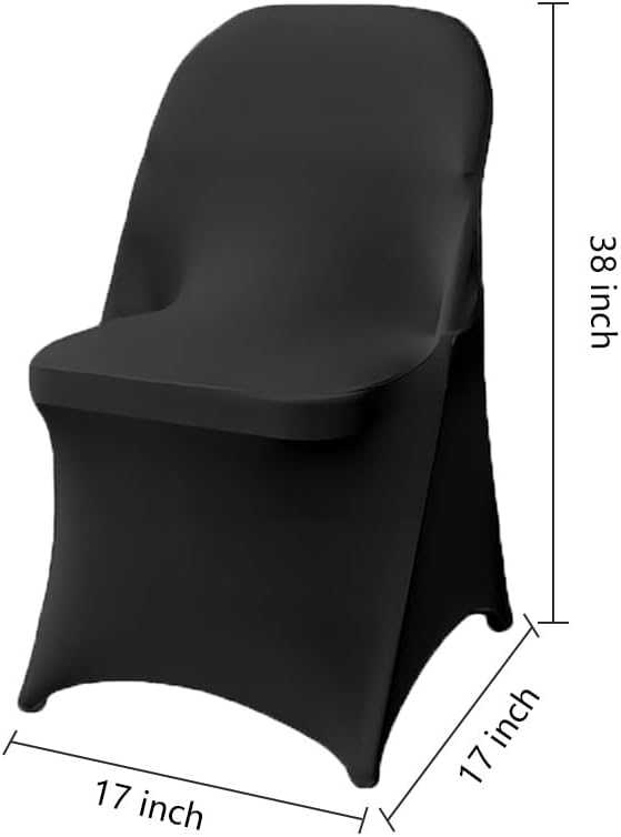 100 Pcs Black Folding Chair Cover Washable Removable Universal Fitted Chair Cover Protector for Wedding Party Banquet Holidays Celebration Decoration Chair Covers