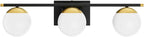 Ralbay Black and Gold Bathroom Lights 3-Light Mid Century Modern Milky Glass Black and Gold Vanity Lights for Bathroom