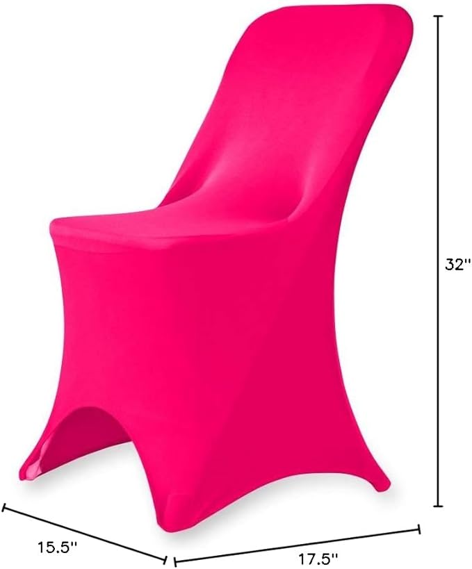 Set of 1/10/50Pcs Hotel Fitted Folding Dining Spandex Stretch Chair Covers - Wedding Reception Banquet Party Restaurant, 17 Colors! (10, Fuchsia)