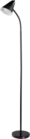 Globe Electric x Novogratz 12708 59" 1-Light LED Integrated Floor Lamp, Matte Black, Plastic Mesh Shade, E26 Bulb Included, Adjustable Spotlight, Modern Standing Light for Bedroom or Office